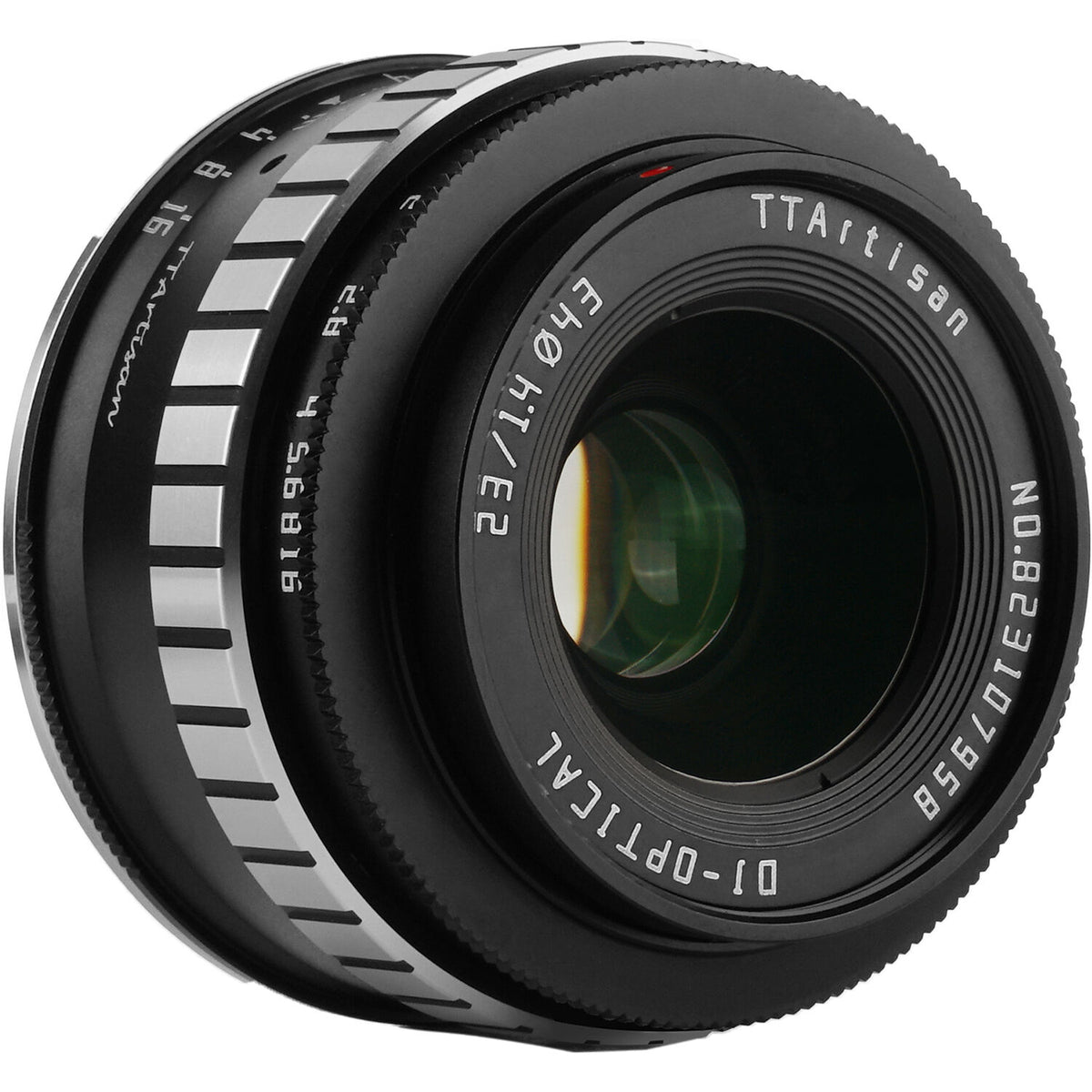 Lente TTArtisan 23mm f/1.4 (Negro & Plateado) - vista lateral