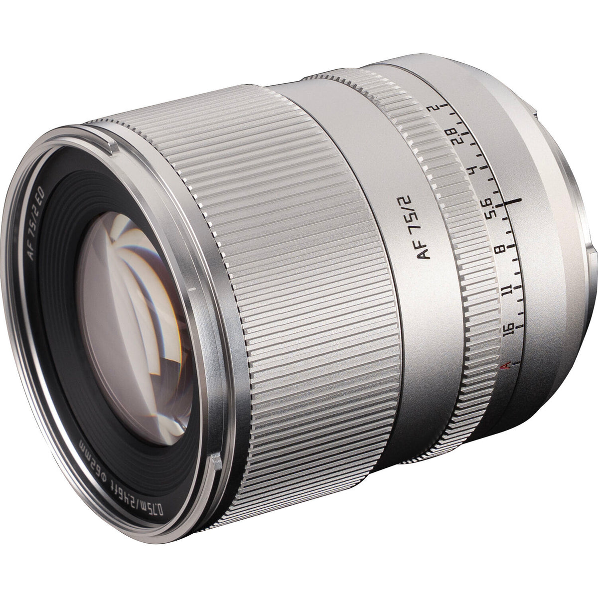 Lente TTArtisan AF 75mm f/2 (Plateado) - vista frontal