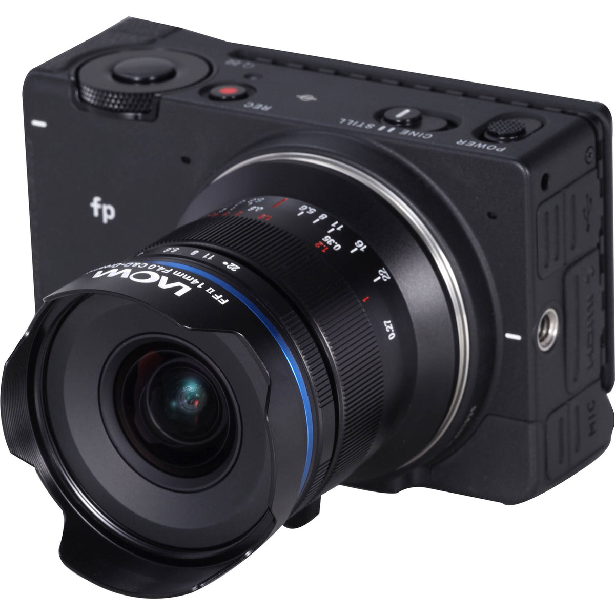 Lente Venus Optics Laowa 14mm f/4 FF RL - vista lateral