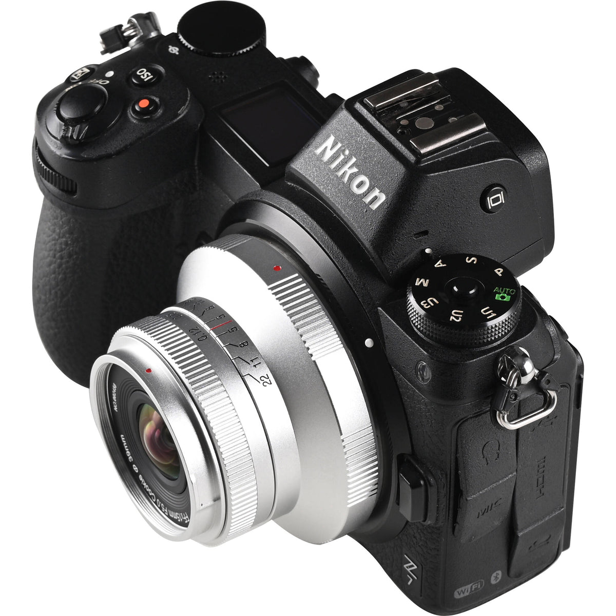 Lente Venus Optics Laowa 15mm f/5 Cookie (Plateado, Auto-Aperture) - detalle