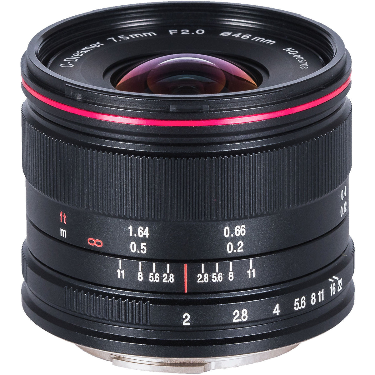 Lente Venus Optics Laowa 7.5mm f/2 (Ultralight Versión, Negro) - vista frontal