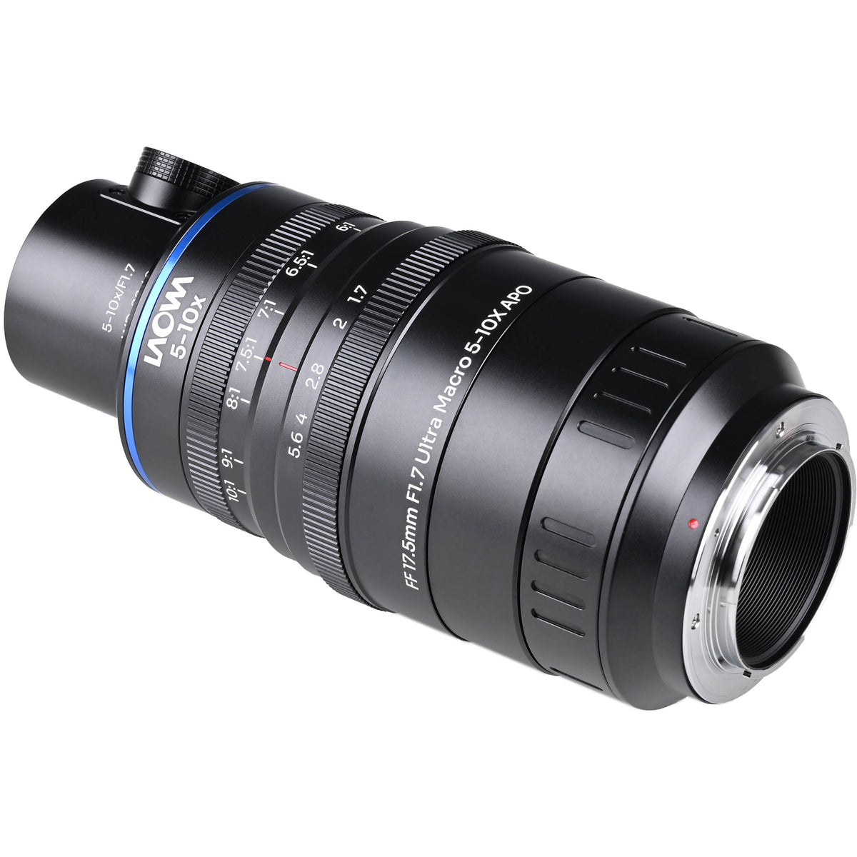 Lente Venus Optics Laowa Aksen 17.5mm f/1.7 5-10x Ultra Macro APO con Coaxial Illumination - vista frontal