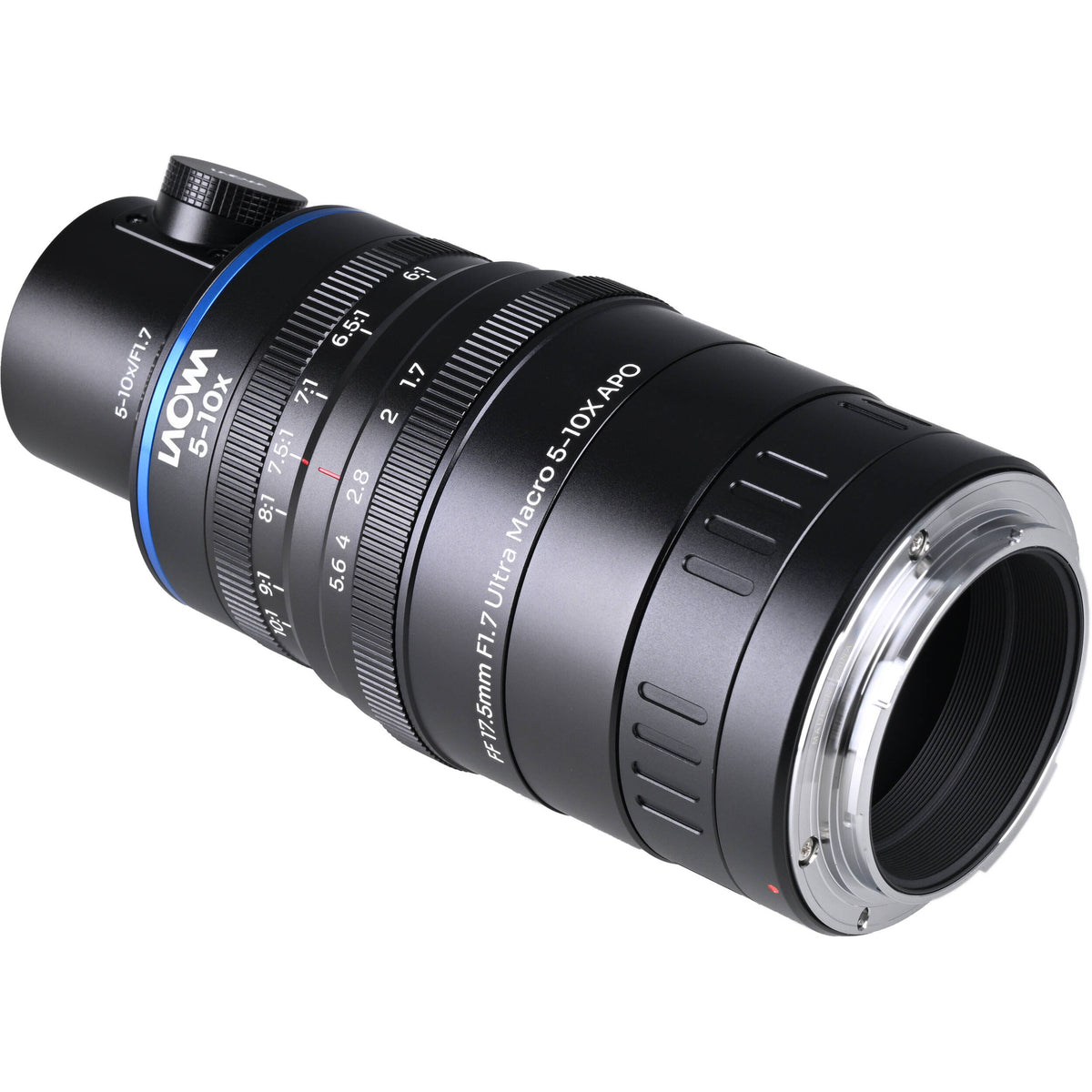 Lente Venus Optics Laowa Aksen 17.5mm f/1.7 5-10x Ultra Macro APO con Coaxial Illumination - vista frontal