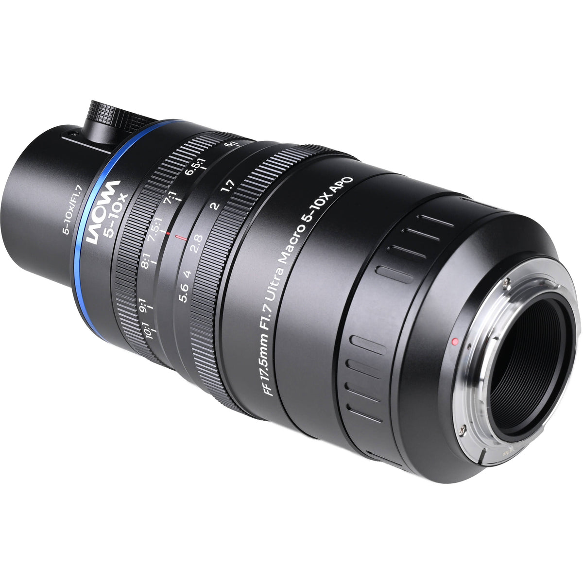 Lente Venus Optics Laowa Aksen 17.5mm f/1.7 5-10x Ultra Macro APO con Coaxial Illumination - vista frontal