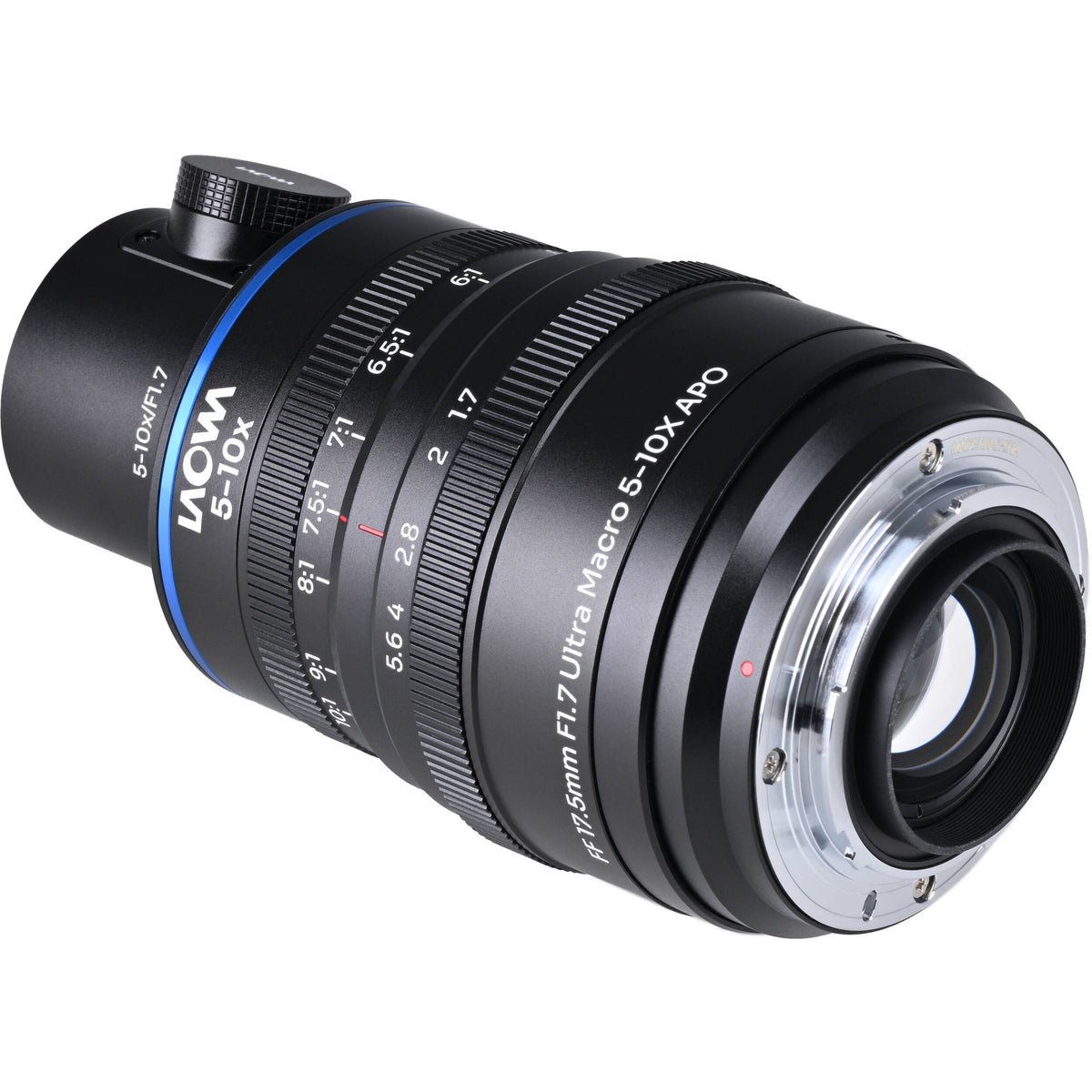 Lente Venus Optics Laowa Aksen 17.5mm f/1.7 5-10x Ultra Macro APO con Coaxial Illumination - vista frontal