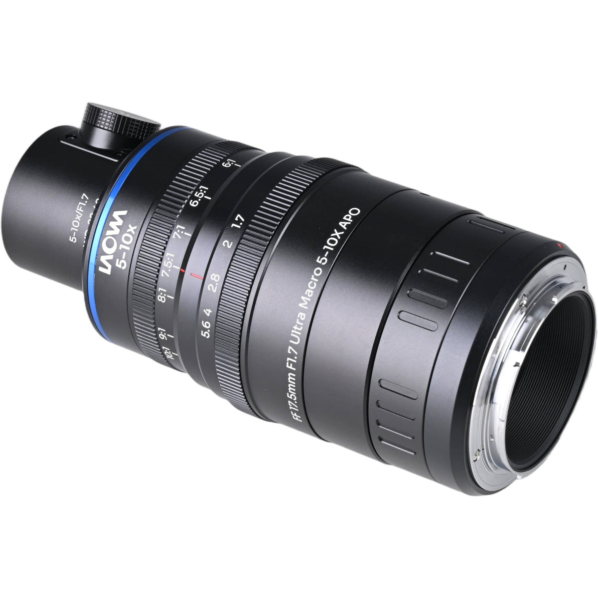 Lente Venus Optics Laowa Aksen 17.5mm f/1.7 5-10x Ultra Macro APO con Coaxial Illumination - vista frontal