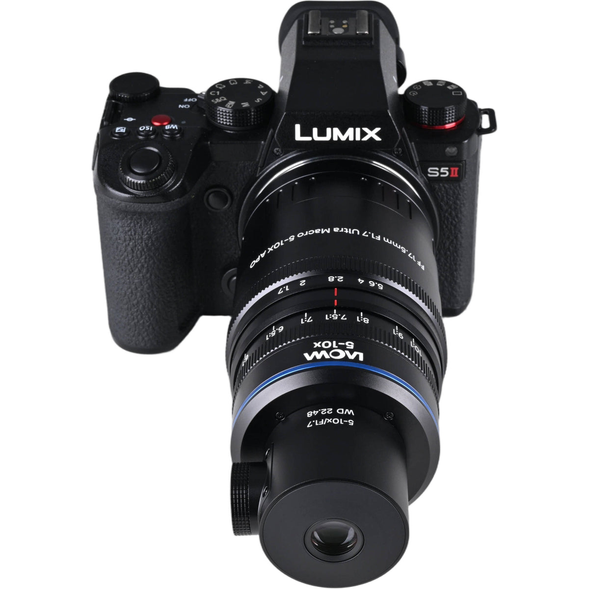 Lente Venus Optics Laowa Aksen 17.5mm f/1.7 5-10x Ultra Macro APO con Coaxial Illumination - puertos y conexiones