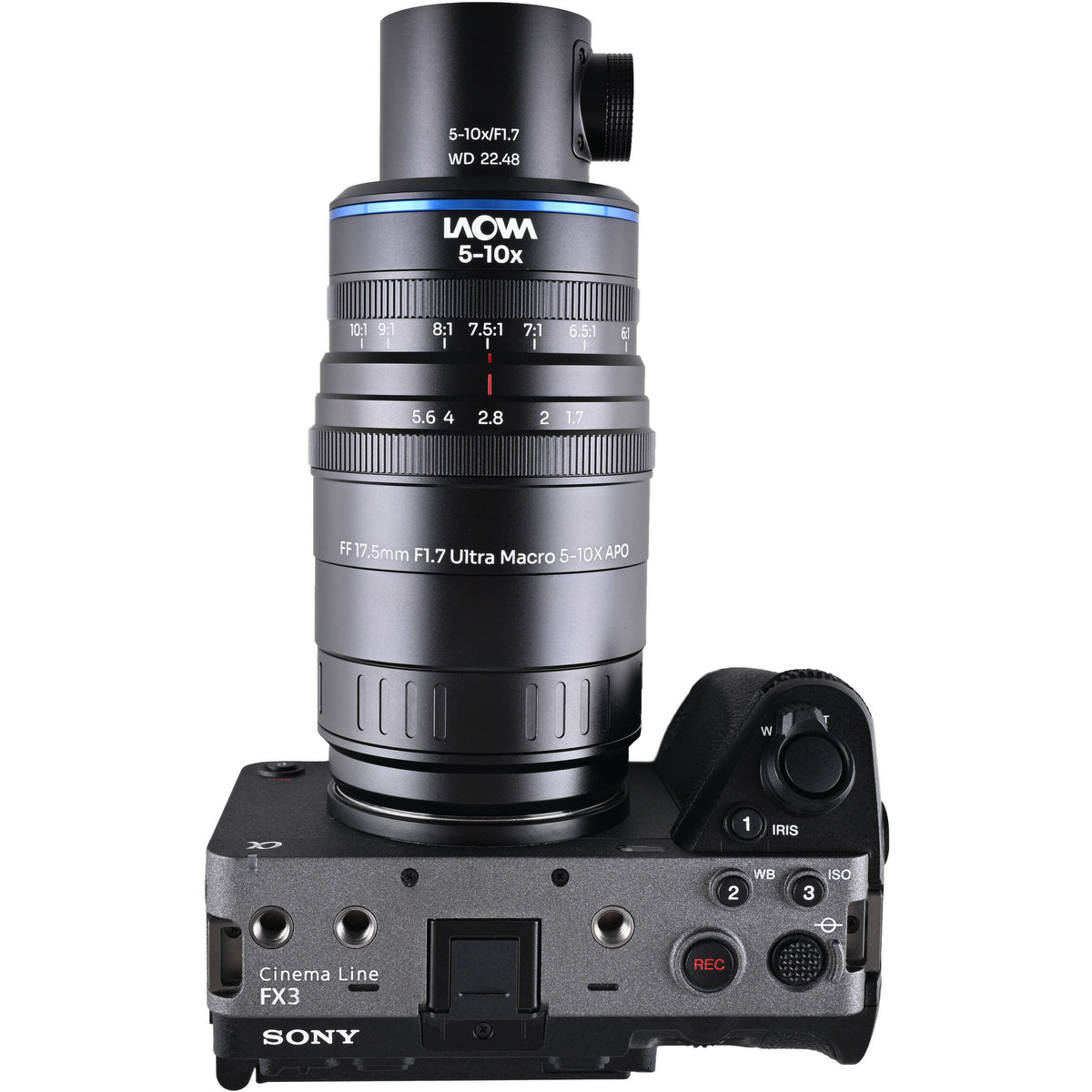 Lente Venus Optics Laowa Aksen 17.5mm f/1.7 5-10x Ultra Macro APO con Coaxial Illumination - en uso