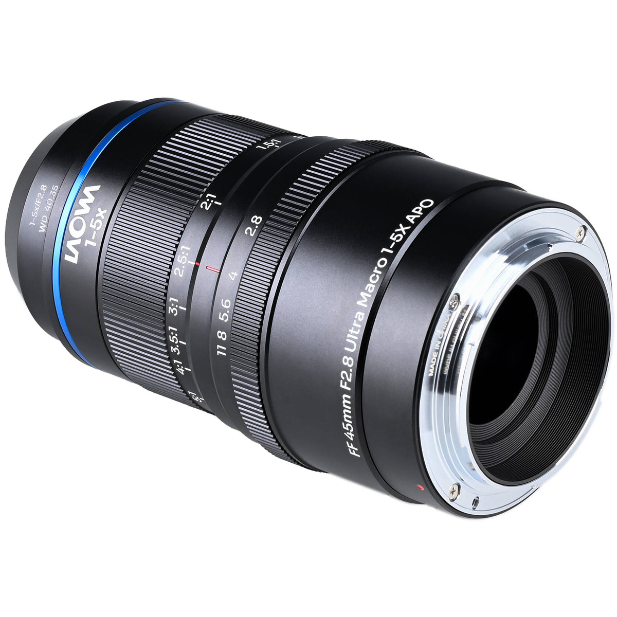 Lente Venus Optics Laowa Aksen 45mm f/2.8 1-5x Ultra Macro APO - vista frontal