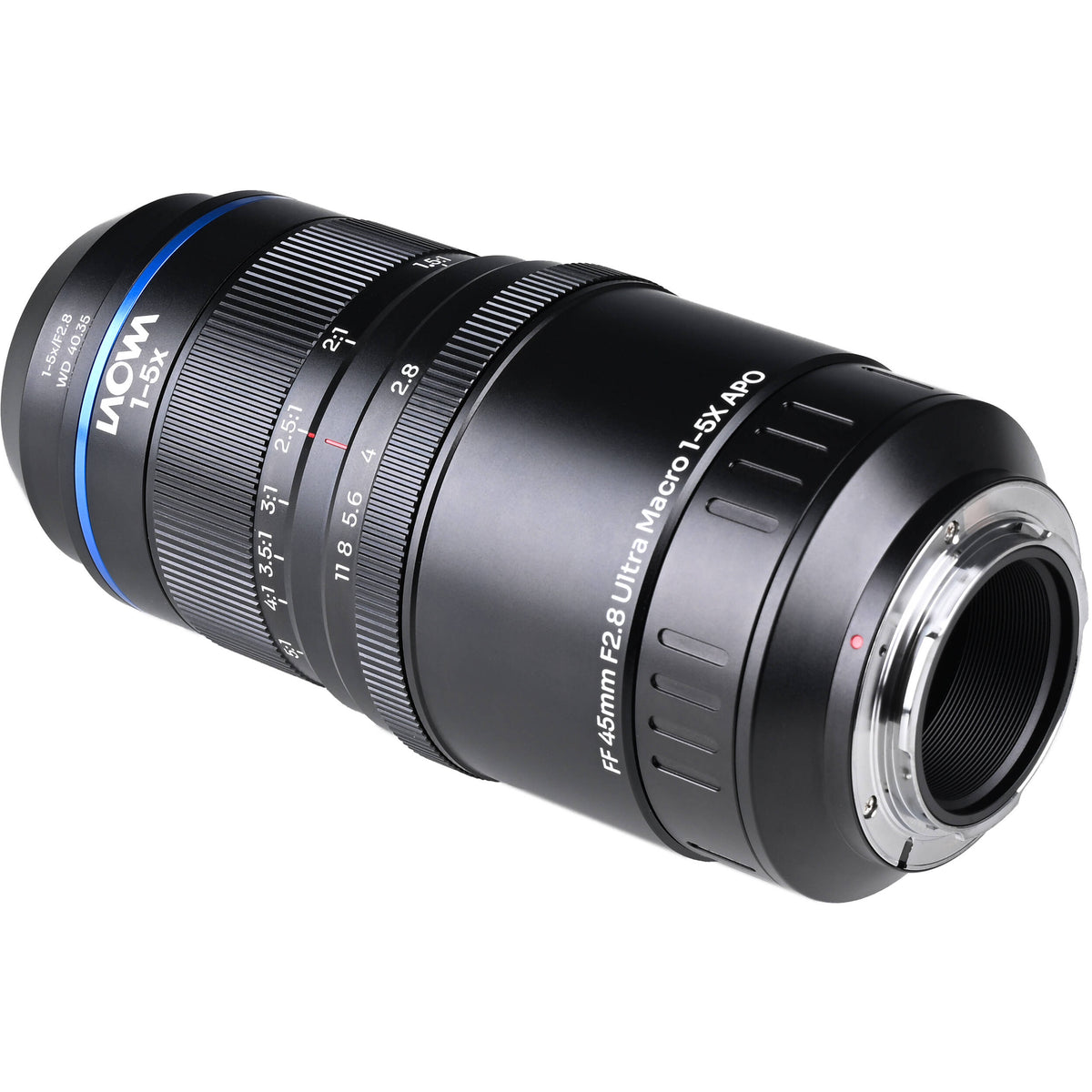 Lente Venus Optics Laowa Aksen 45mm f/2.8 1-5x Ultra Macro APO - vista frontal