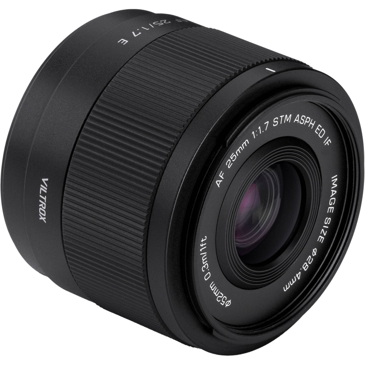 Lente Viltrox AF 25mm f/1.7 Air E (Negro) - vista lateral