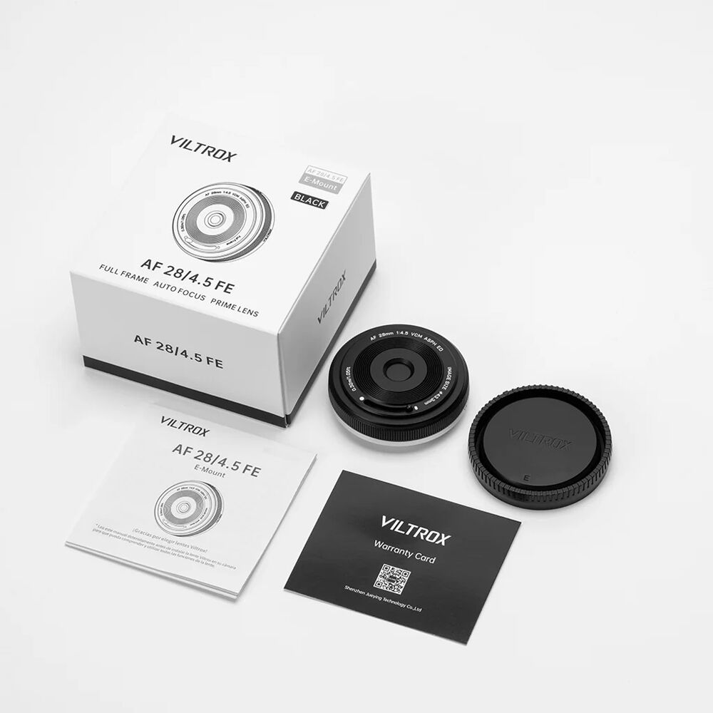 Lente Viltrox AF 28mm f/4.5 FE - contenido de la caja