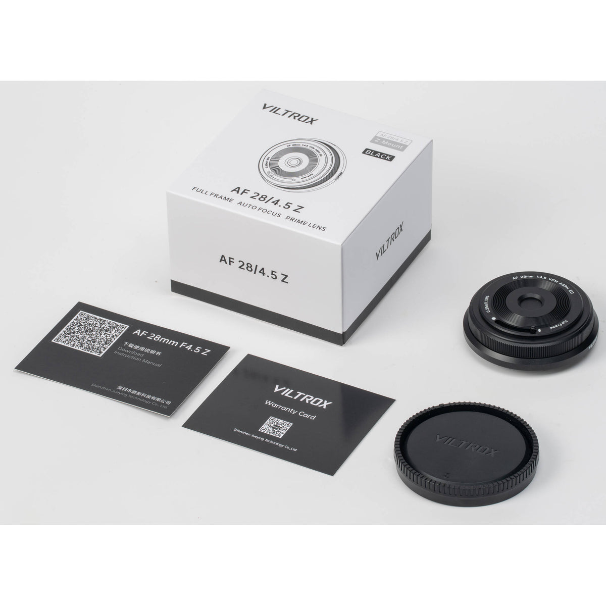 Lente Viltrox AF 28mm f/4.5 Z - contenido de la caja