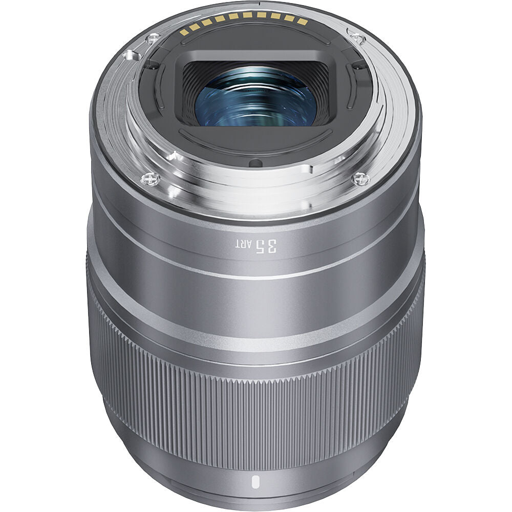 Lente Yongnuo YN 35mm f/1.8S DA ART (Plateado) - vista frontal