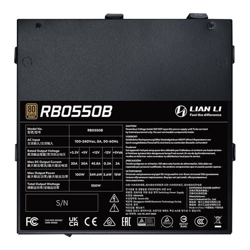 Fuente de Poder Lian Li RB550 550W 80 PLUS Bronze ATX No Modular