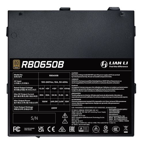Fuente de Poder Lian Li RB650 650W 80 PLUS Bronze ATX No Modular ATX 3.1