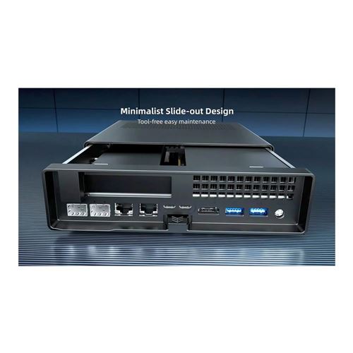 Mini PC Minisforum MS-03-S386H — vista en diagonal