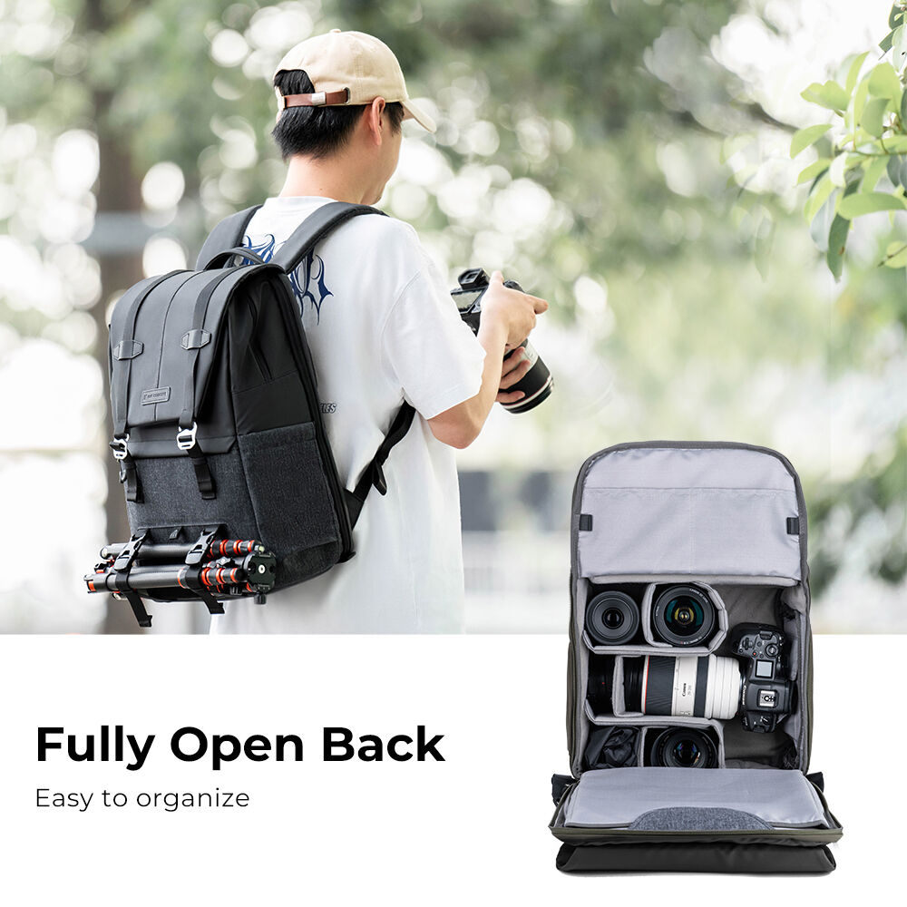 Mochila K&F Concept Beta (Negro/Gris, 20L) - puertos y conexiones