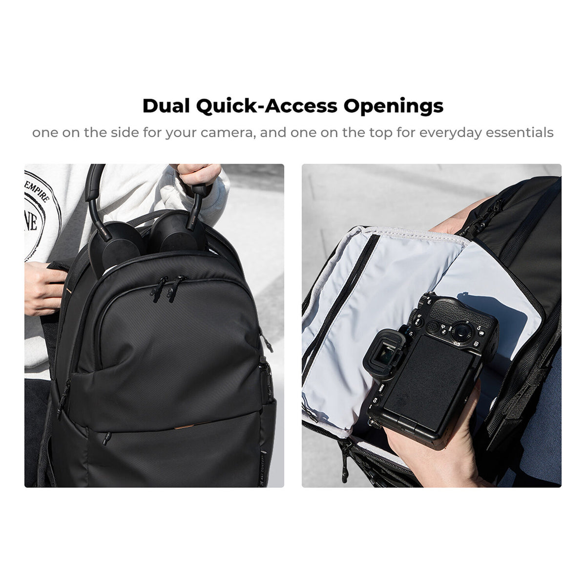 Mochila K&F Concept Urban Wander 03 (Negro, 25L) - vista trasera
