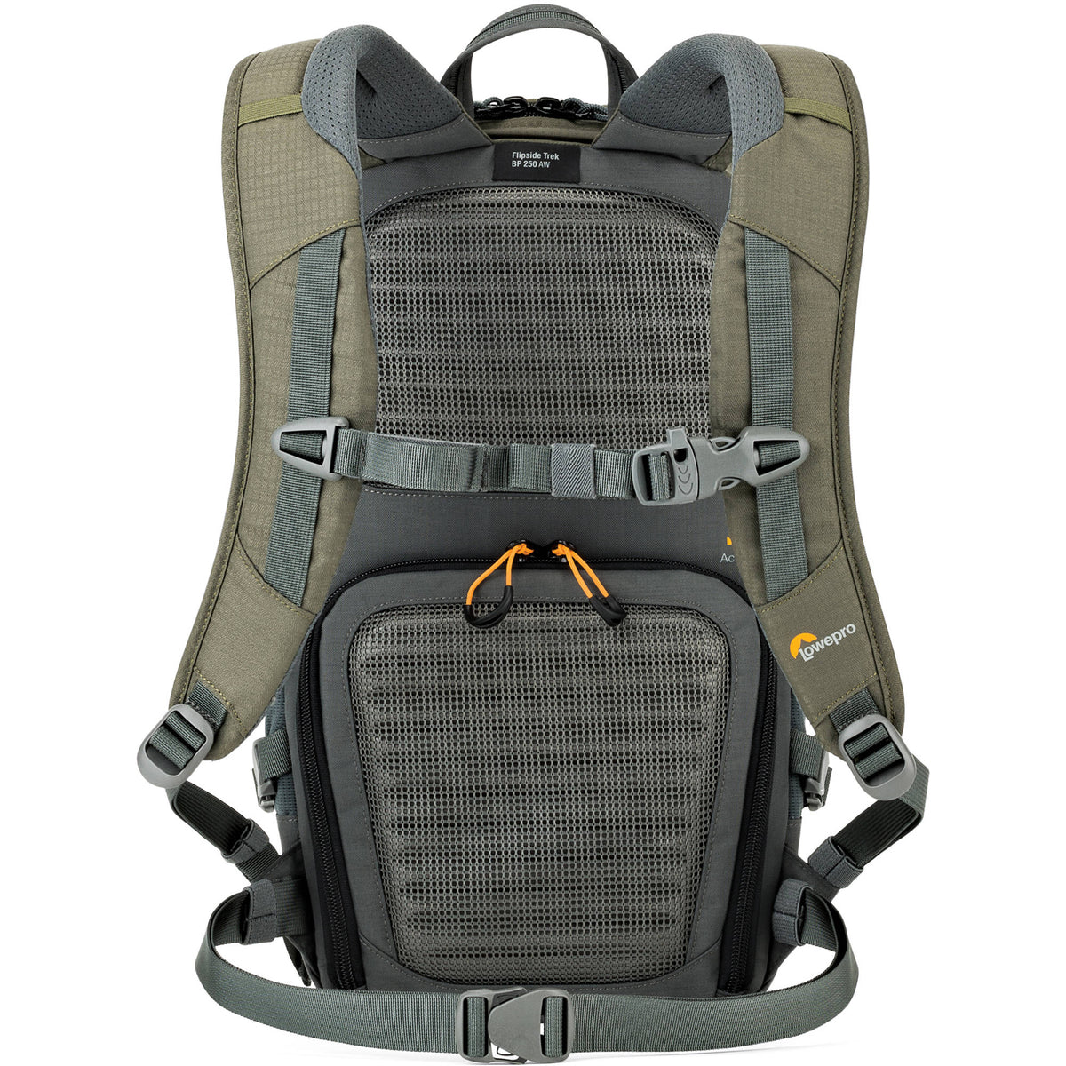 Mochila Lowepro Flipside Trek BP 250 AW (Gris/Dark Verde) - vista trasera