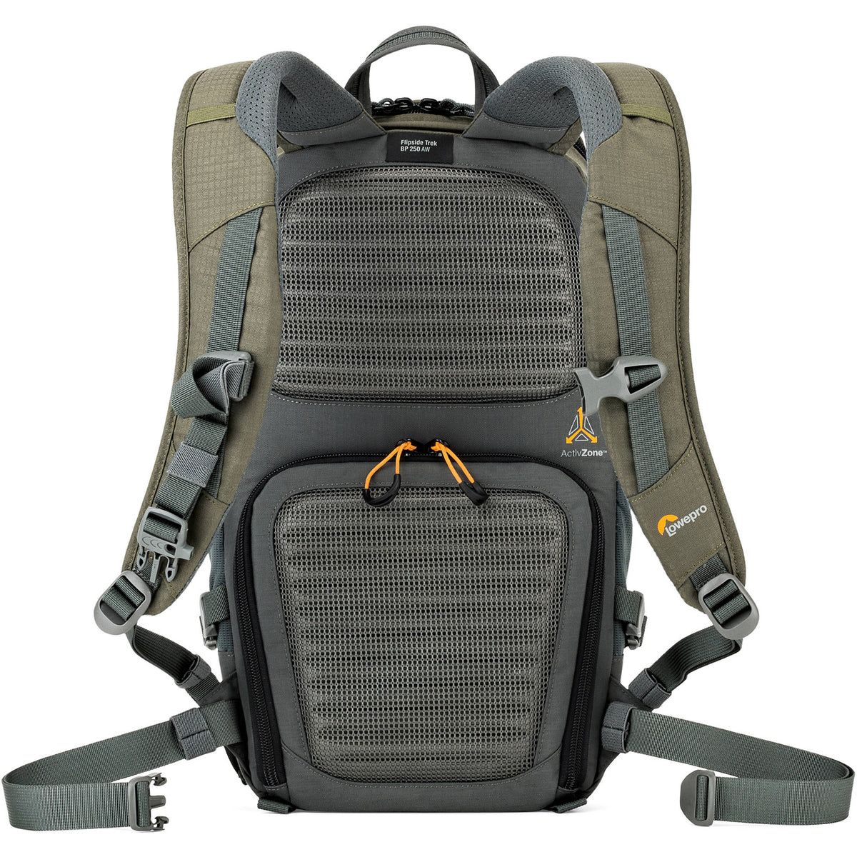 Mochila Lowepro Flipside Trek BP 250 AW (Gris/Dark Verde) - vista lateral