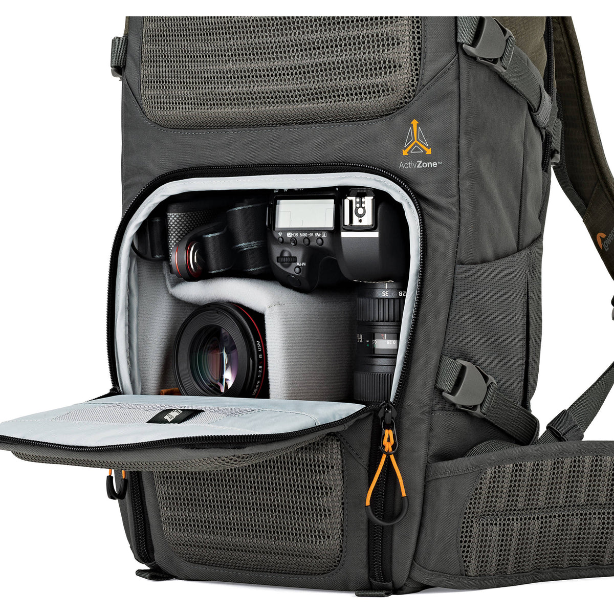 Mochila Lowepro Flipside Trek BP 350 AW (Gris/Dark Verde) - contenido de la caja