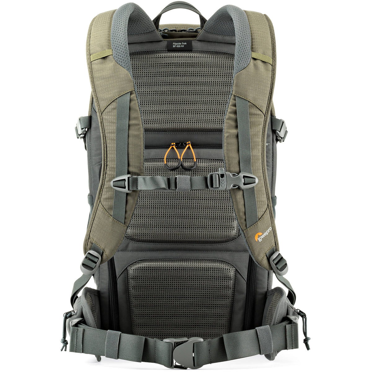 Mochila Lowepro Flipside Trek BP 450 AW (Gris/Dark Verde) - vista trasera
