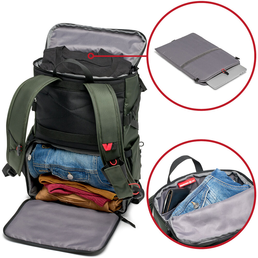 Mochila Manfrotto 12L Street Slim (Verde) - puertos y conexiones