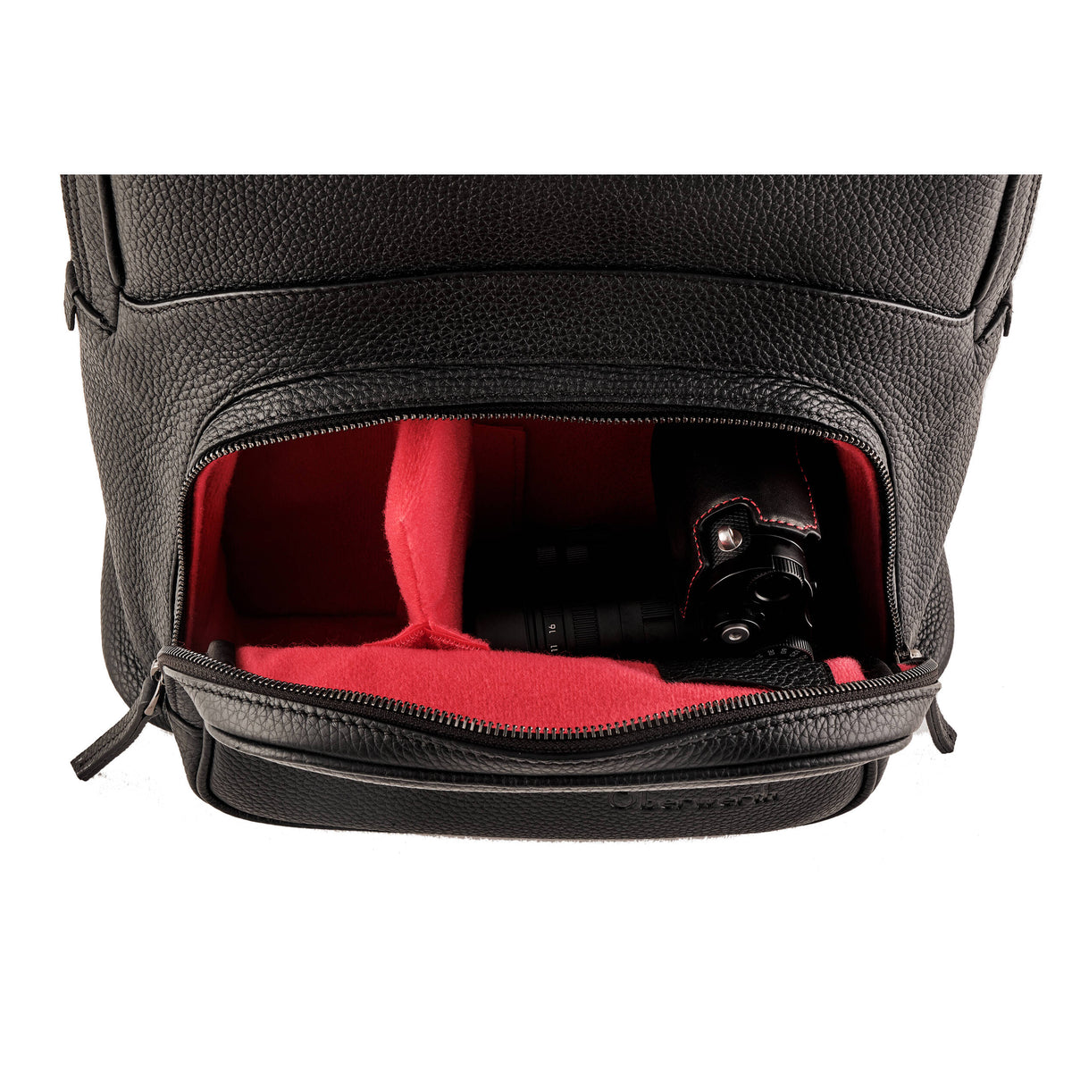 Mochila Oberwerth Q (Full-Grain Leather, Negro) - puertos y conexiones