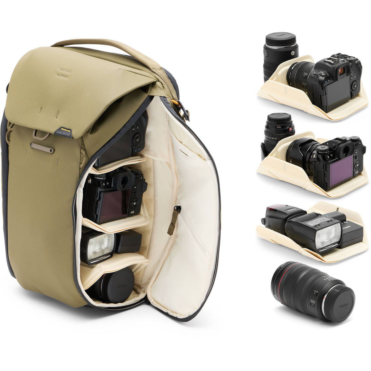 Mochila Peak Design Everyday (Kelp, 20L) - puertos y conexiones
