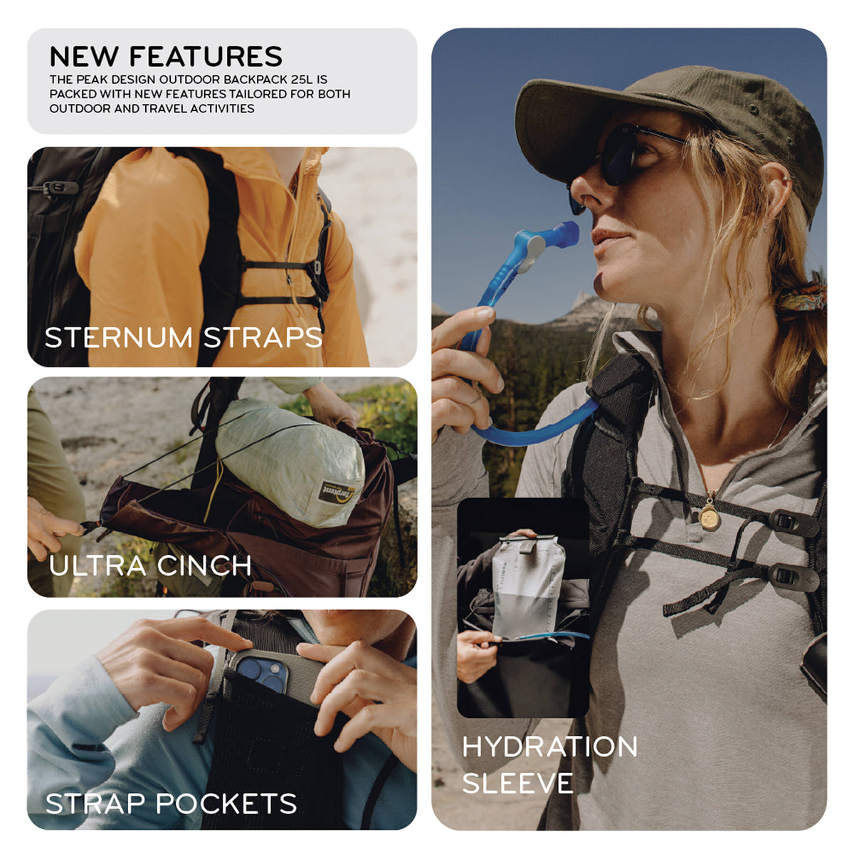 Mochila Peak Design Outdoor (Cloud, 45L) - en uso