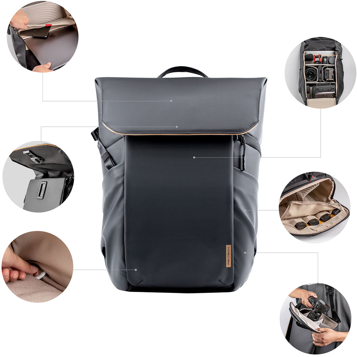 Mochila PGYTECH OneGo Air (20L, Obsidian Negro) - vista frontal