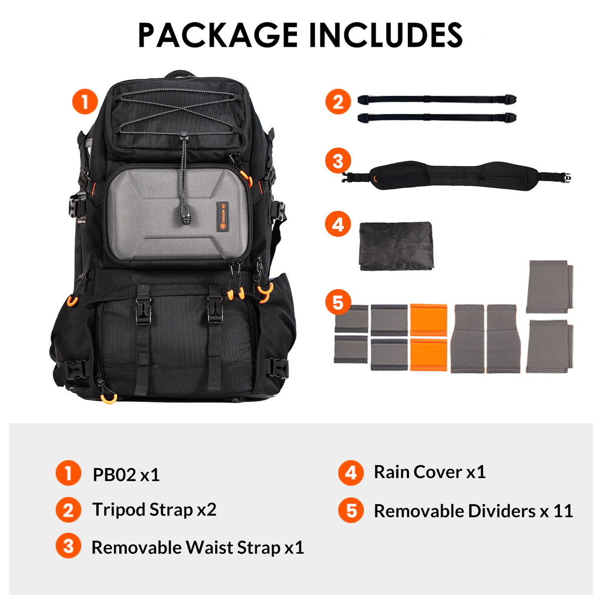 Mochila TARION PB-02 (30L, Negro) - detalle