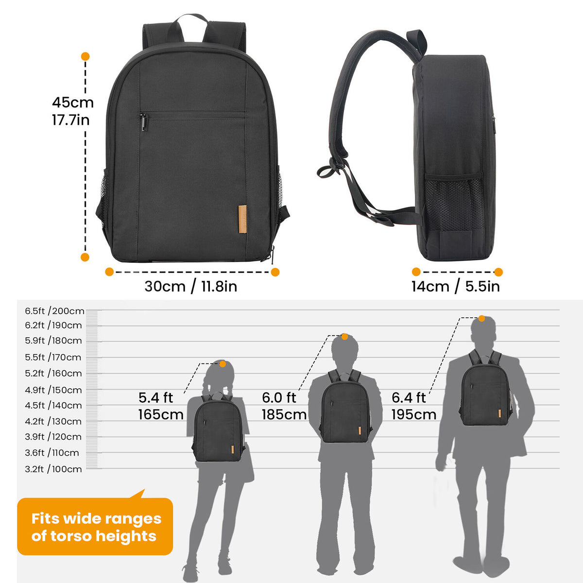 Mochila TARION TB-M (Negro) - en uso