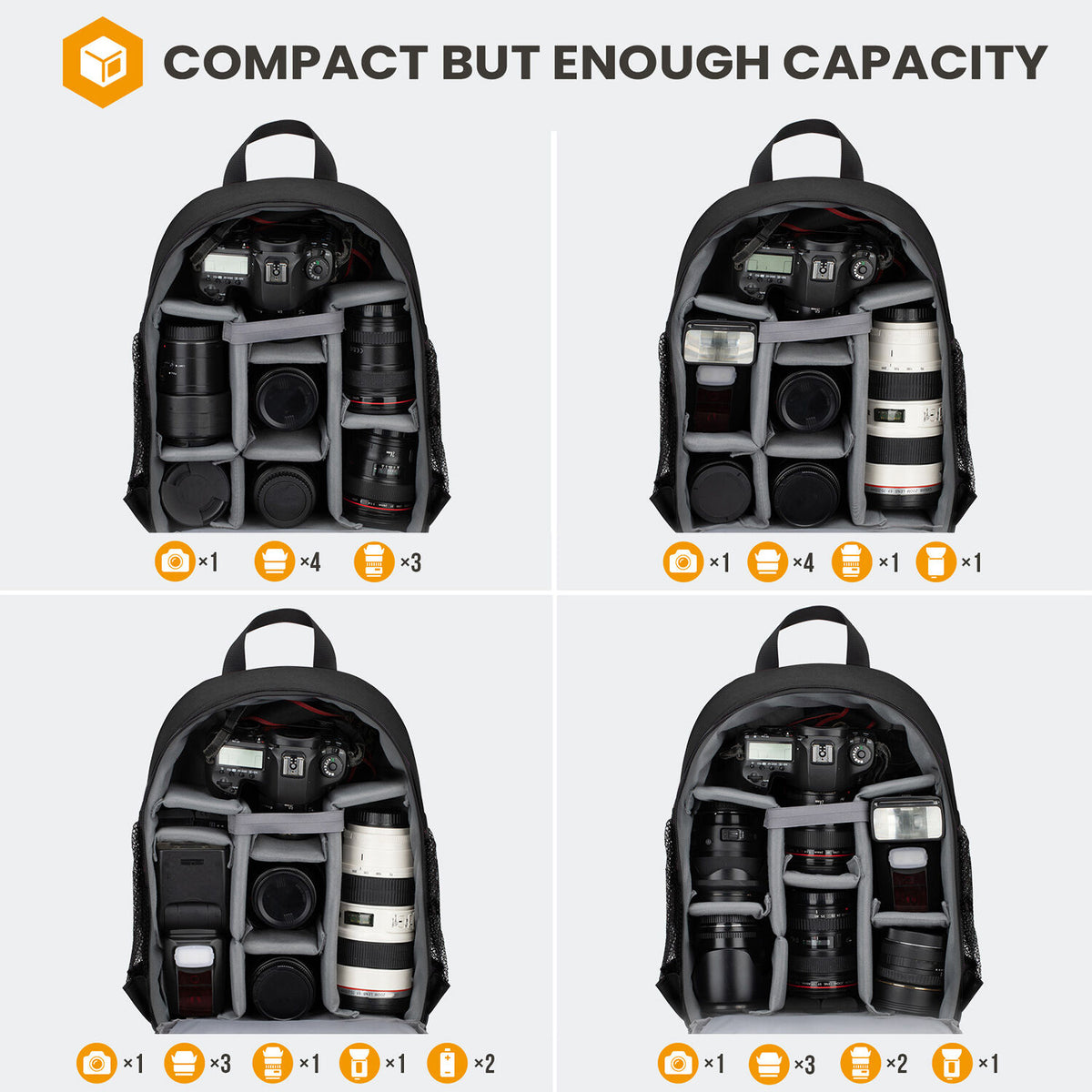 Mochila TARION TBS (Negro) - vista trasera