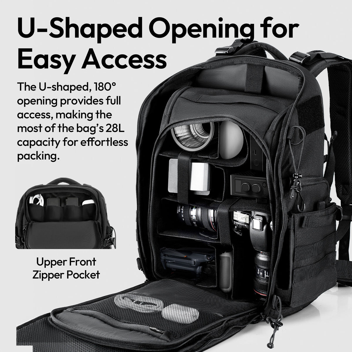 Mochila Ulanzi BC007 Tactical (28L) - vista frontal