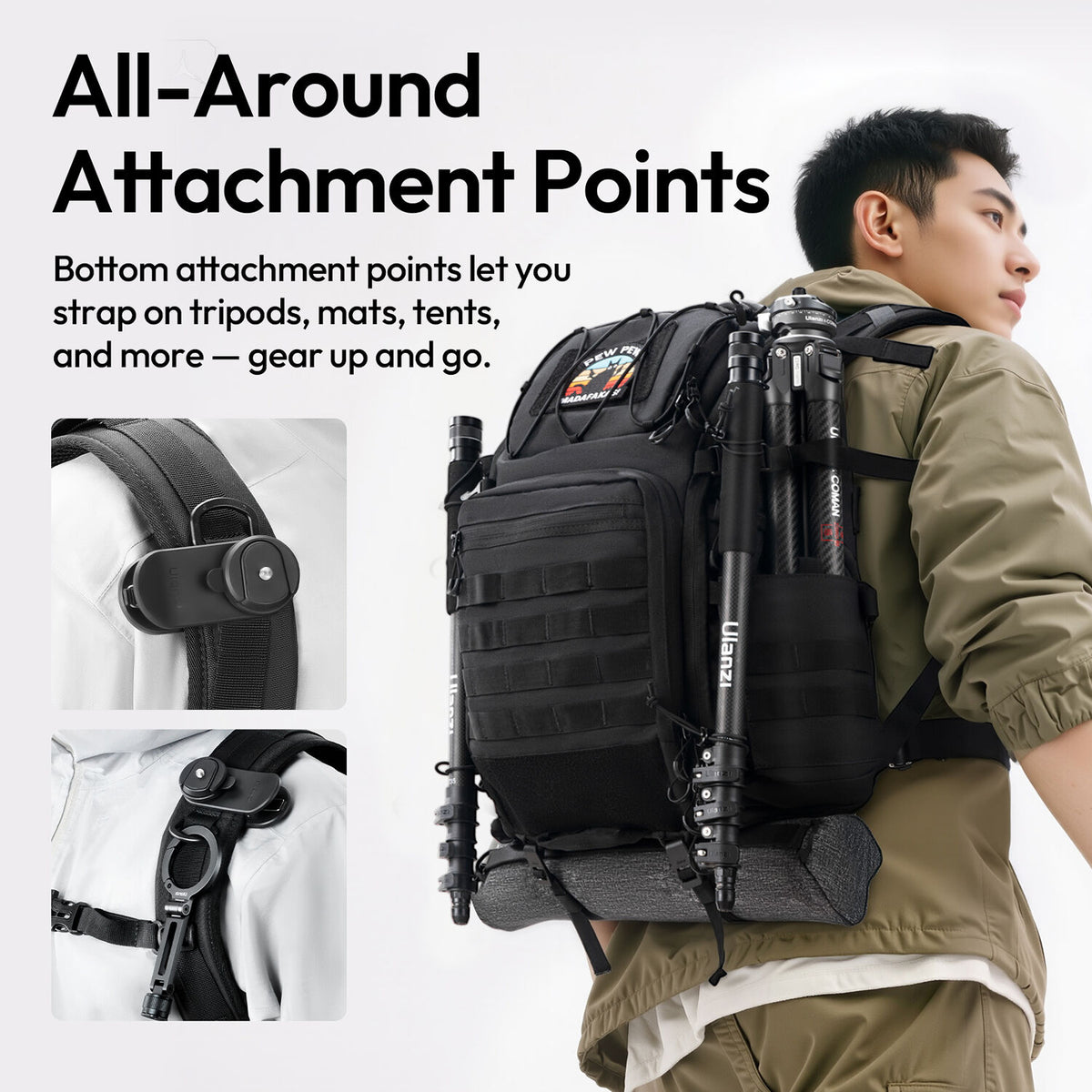 Mochila Ulanzi BC007 Tactical (28L) - en uso