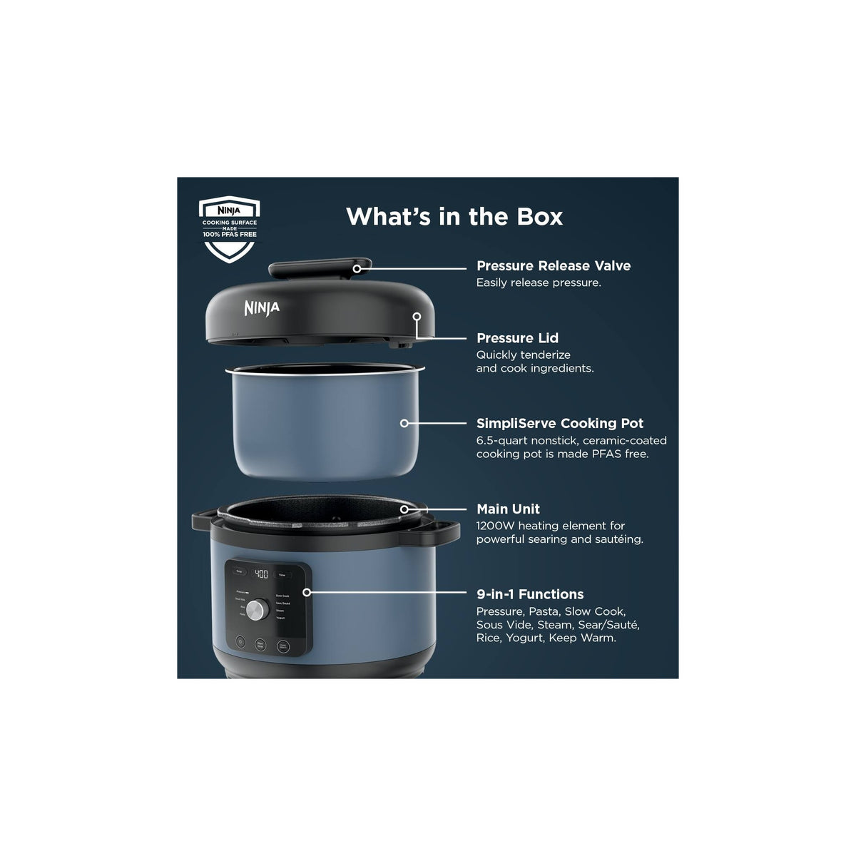 Olla de Presión Ninja HyperHeat 6.5 qt PC201 — imagen 13