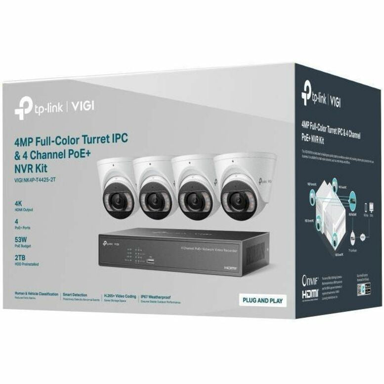 NVR VIGI VIGI 4MP Full-Color Turret IPC & 4 Channel PoE+ NVR KIT - vista 7