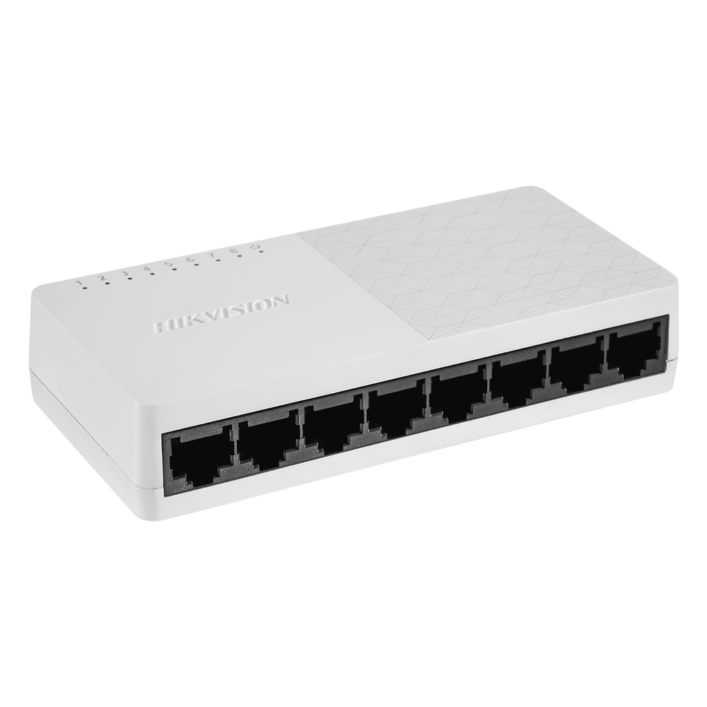 Switch Hikvision - Fast Ethernet 10 - 100 Mbps - Diseño Compacto y Estetico - DS-3E0108D-O