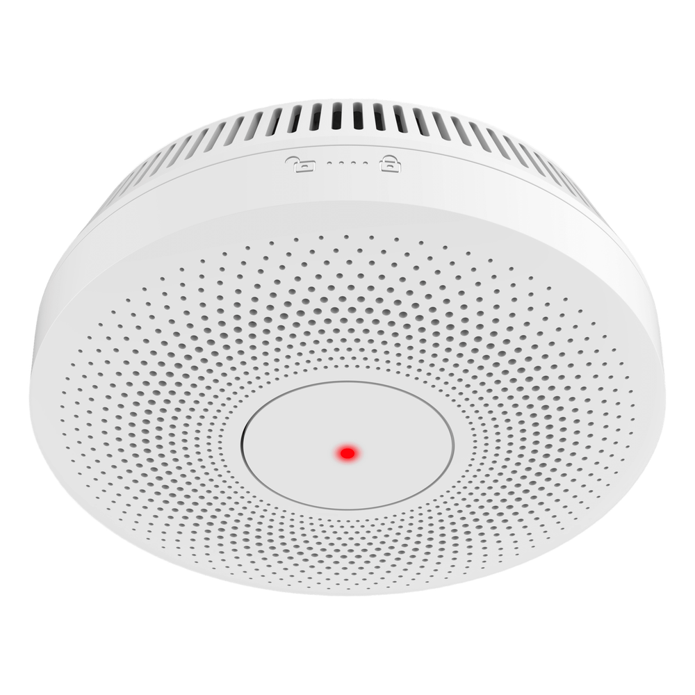 Accesorio Hikvision - Detector de Humo Interlink - Doble Tecnología de Sensor de Luz - Alarma Auditiva 85dB - Batería de