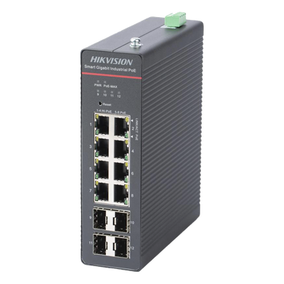 Switch PoE Hikvision - Switch Industrial No Administrable Gigabit - 2 Puertos SFP - 120 W Total - 48 a 57 VCD - DS-3T151