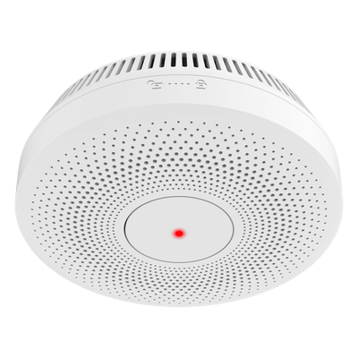 Accesorio Hikvision - Detector de Humo Interlink - Doble Tecnología de Sensor de Luz - Alarma Auditiva 85dB - Batería de