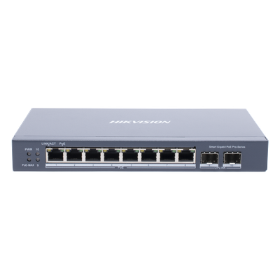Switch PoE Hikvision - Switch Gigabit PoE+ - Administrable - 8 puertos 10 - 100 - DS-3E1510P-SI