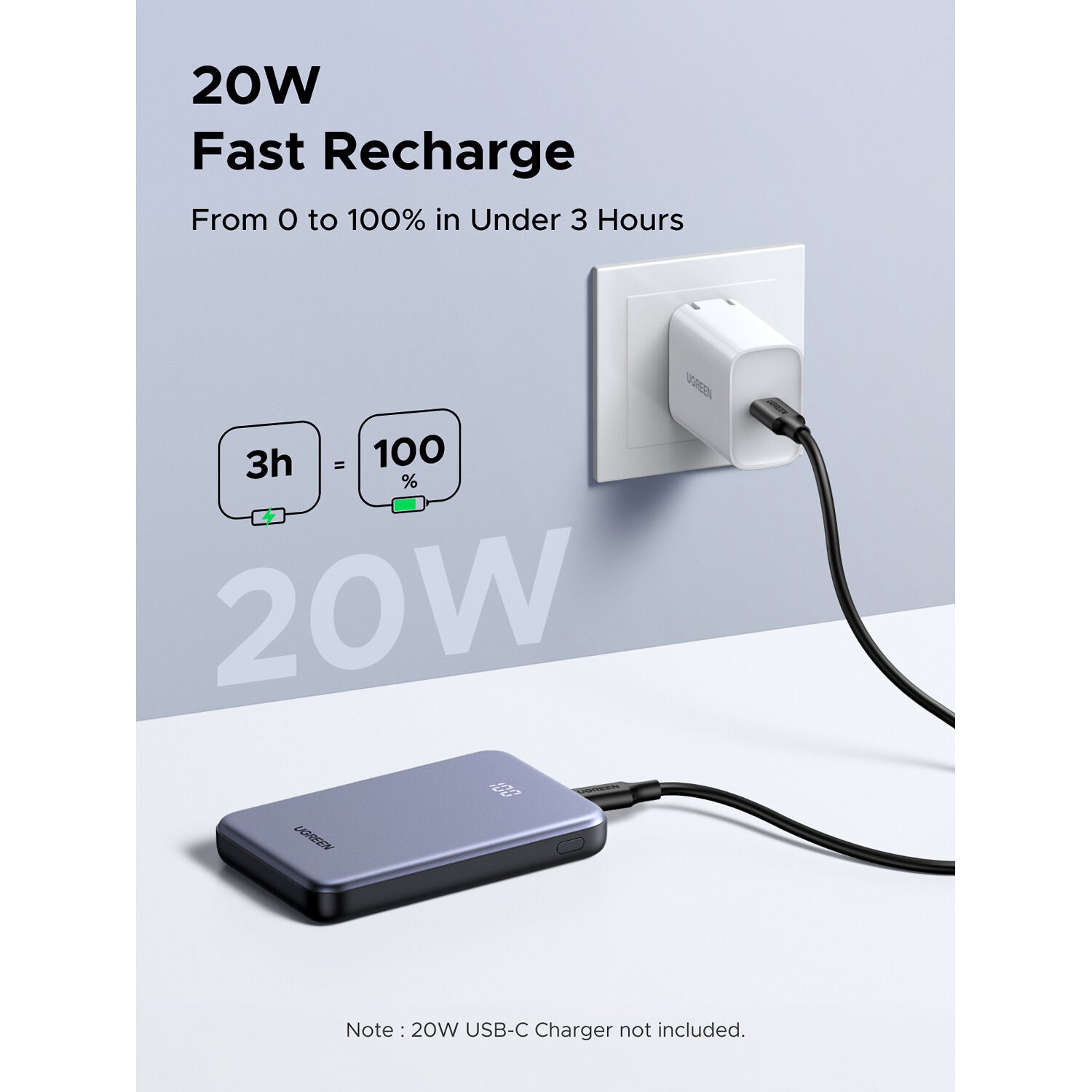 Power Bank UGREEN 10.000mAh USB-C 20W y USB-A 22,5W - contenido de la caja