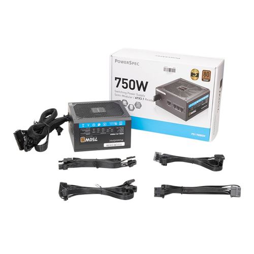 Fuente de Poder PowerSpec 750W 80 Plus Bronze ATX Semi Modular