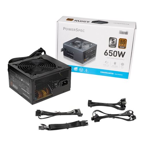 Fuente de Poder PowerSpec CW 650W 80 Plus Bronze ATX Semi Modular Negra