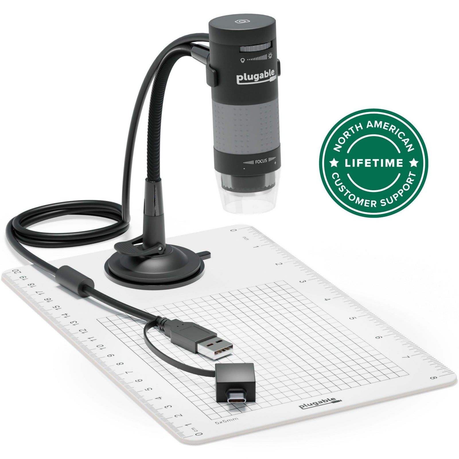 Proyector Plugable USB 2.0 Digital Microscope w/ Flexible Arm Observation Stand- - vista 1