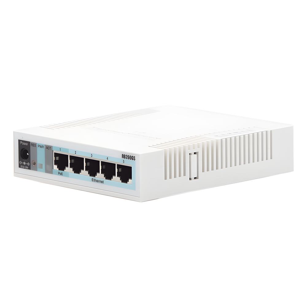 Switch 5 puertos Gigabit Ethernet Mikrotik RB260GS