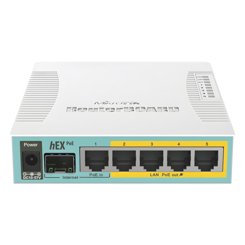 Routerboard 5 puertos Gigabit Ethernet PoE 802.3at Mikrotik RB960PGS hEX PoE